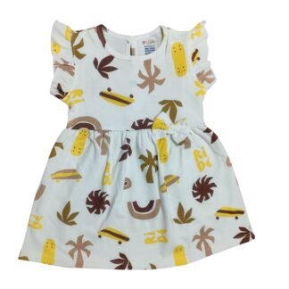 Off White Cotton Frock with Trendy Print