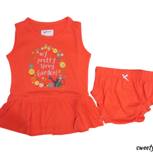 Koral Brand Premium Cotton Girls Dress TOP & Bloomer Bottom Set- Party wear Dress-Trending colour-Red,Green,White-Available sizes 6-12 ,12-18 ,18-24,2YR-3YR