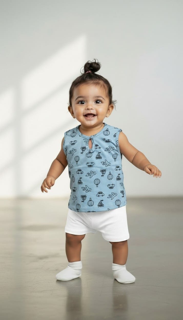 Infant Button Cotton T-Shirt (pack of 2) assorted